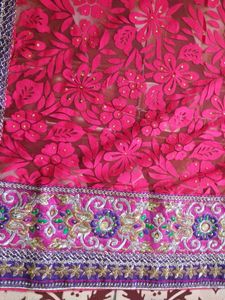 Dark Blue Heavy Embroidery Saree With Blouse