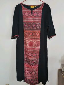 Half Printed Black Kurta
