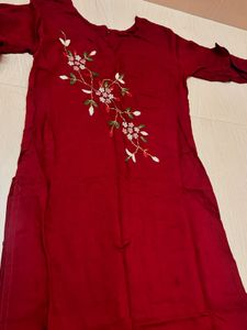Maroon Embroidered Kurti