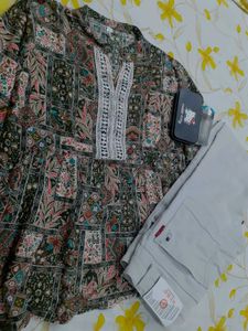 Stylish Printed Kurti with Pants