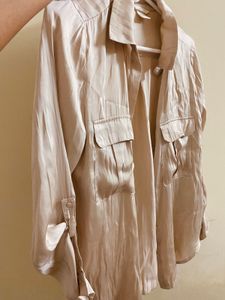 H&amp;M Champagne Colour Satin Shirt