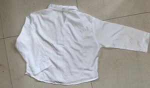 Crop White Button-Down Shirt