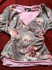Floral Print Wrap Top