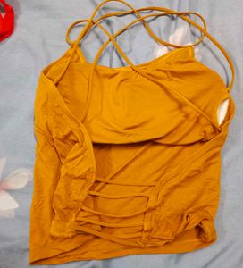 Mustard Padded Camisole Backless
