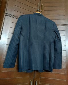 Men Blue Striped Blazer