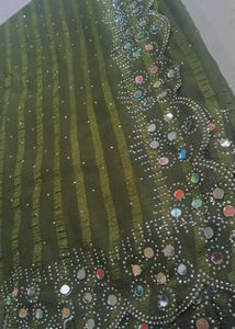 Elegant olive green saree