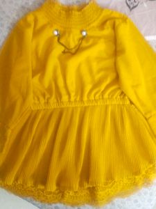 Yellow Lace Trim Dress