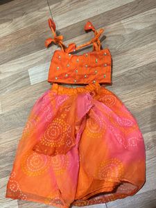Bandhej Draped Skirt With Top