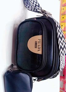 Ladies Leather Black Sling Bag🖤