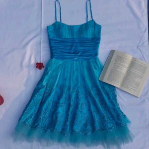 Y2k Party Pinteresty Ocean Blue Glitter Dress