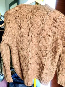 Brown Cable Knit Pullover