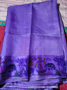 Ethnic Pattern Purple Saree
