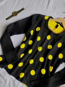 HoneyBee Chic Polka Dot Knit Sweater