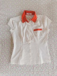 Polka Dot Collar White Top