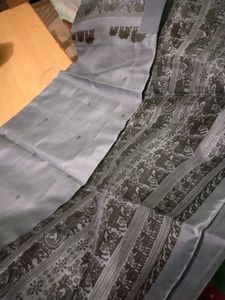 Gray Colour Sari Organza Cotton 🥻