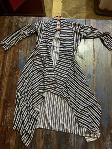 Striped Open Front Cardigan