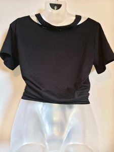 Black Tie-Front Crop Top