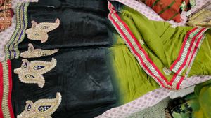 Elegant Green & Black Saree