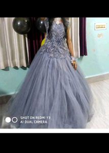 Grey Embellished Party Gown Only Cash