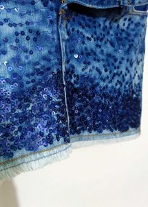 Y2K Sequin Embellished Denim Mini Skirt