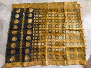Golden Floral Pattu Saree
