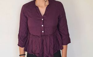 Purple Ruffled Peplum Top