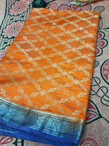Bright Orange 🍊 Colour Saree
