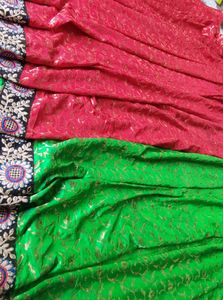 Full Body Work Red And Green Saree