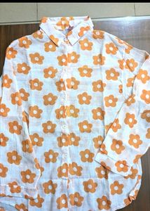 Orange Floral Button-Down