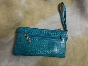 Teal Croc-Embossed Wristlet💙