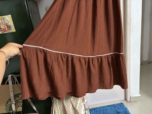 🆕 “Zudio” Coffee Embroidered Tiered Dress
