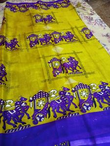 Vintage Grapic Dear And Carrige Silk Saree