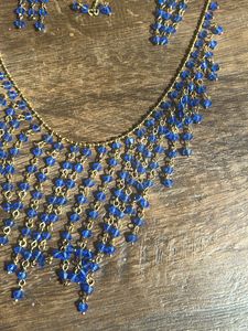 Blue Beaded Jewelry Set