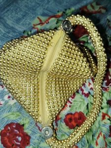 Vintage Gold Beaded Clutch