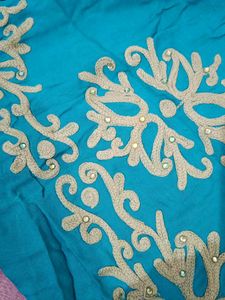 Sea Green, embroided, combination of cream
