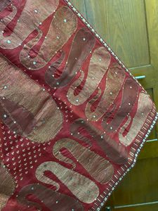 Red With Mirrored Saree
