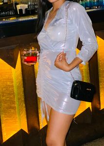 Shimmery,Silver Party Dress, Perfect For Club And Birthdays .Size:Small
