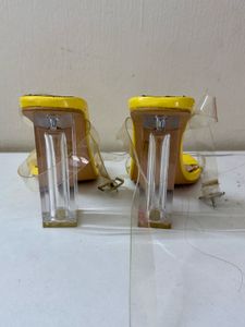 Yellow Heels with Clear Block Heel