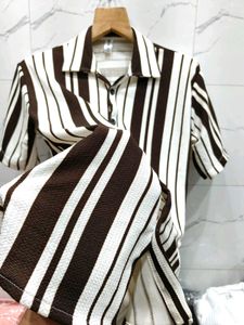 Striped Short Sleeve Button-Up