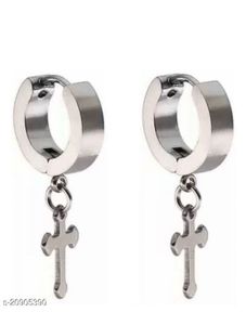 Cross Dangle Hoop Earrings