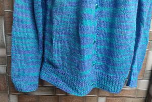 Blue Knit Cardigan Sweater