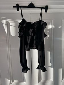 H&M Black Ruffle Top
