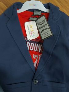 Brand New Blue Blazer &amp; Red Printed Tshirt