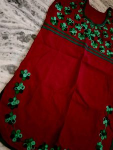 Beautiful Embroidery Maroon Kurta