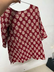 Maroon Printed Kurta