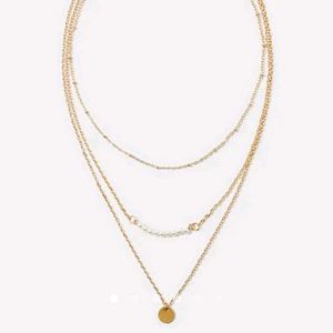Gold Layered Pearl Pendant Necklace