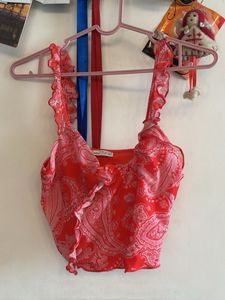 Red Paisley Crop Top