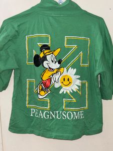 Green Mickey Mouse Polo Top