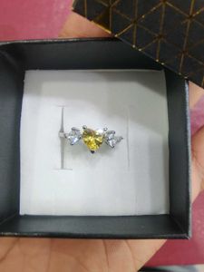 925 Sterling Silver Yellow Heart Ring