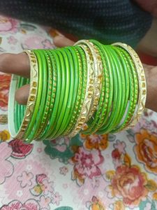 Green &amp; Gold Bangle Set